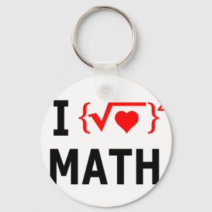 I Love Math White Keychain