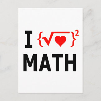I Love Math White Postcard