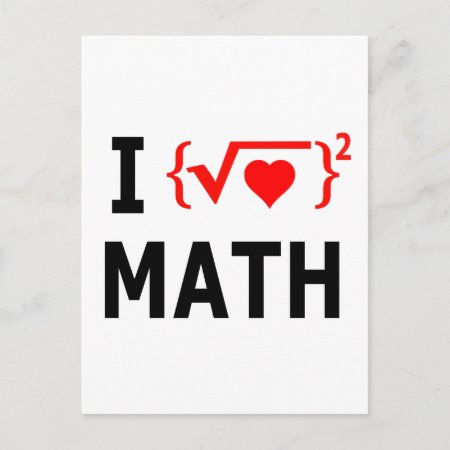 I Love Math White Postcard