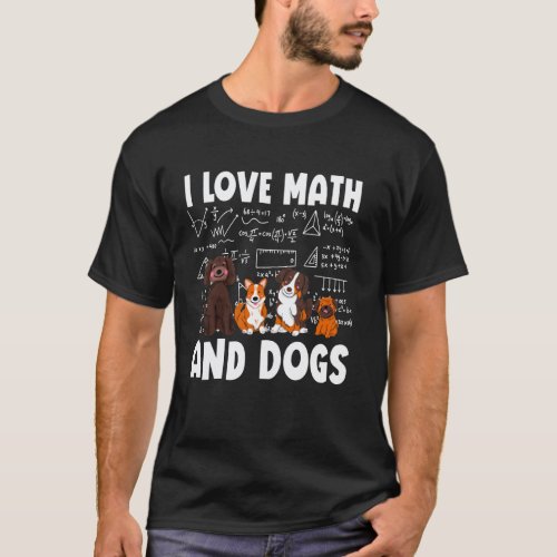 I love Maths and dogs Teacher Student School Pet L T-Shirt