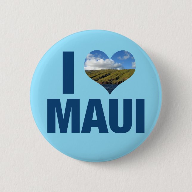 I Love Maui Hawaii Cute Hawaiian Photography Button (Front)