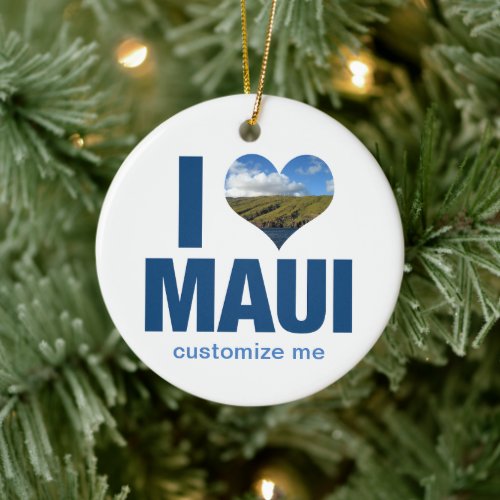 I Love Maui Hawaii Vacation Keepsake Christmas Ceramic Ornament