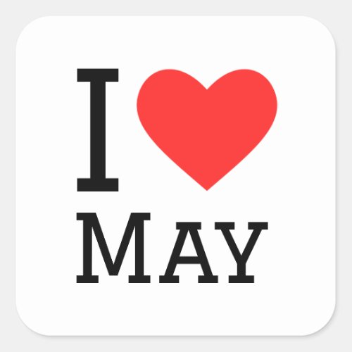 I love may square sticker