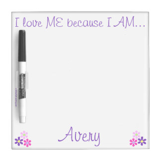 "I Love ME" PERSONALIZED 8x8 dry erase board
