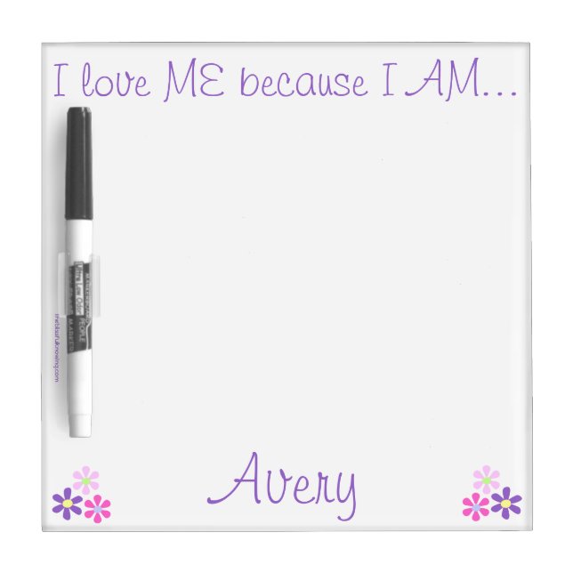 "I Love ME" PERSONALIZED 8x8 dry erase board (Front)