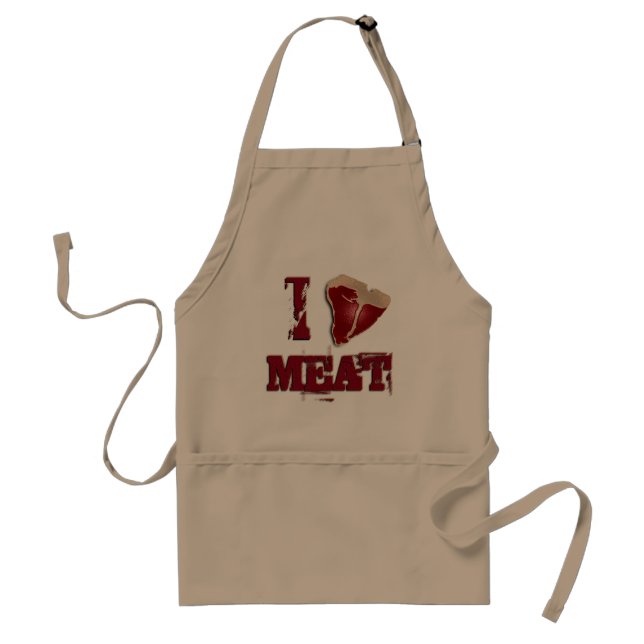 I Love Meat Adult Apron (Front)