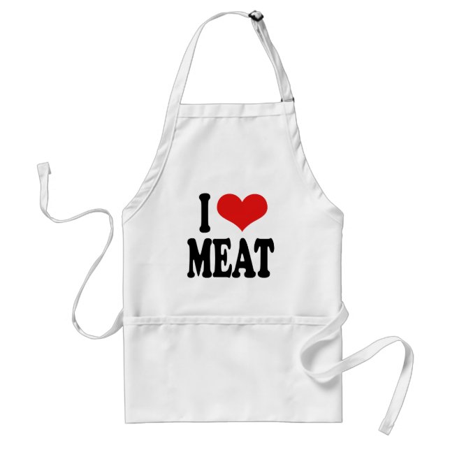 I Love Meat Adult Apron (Front)