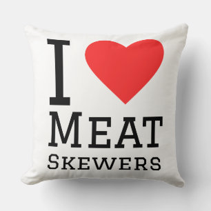 I love meat skewers throw pillow