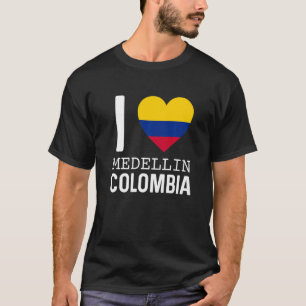 I Love Medellin Colombia Flag Map Colombian Pride  T-Shirt