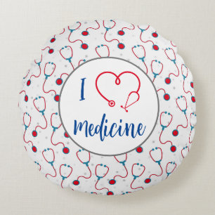 "I love medicine" stethoscope medical doctor gift Round Pillow