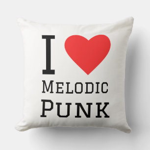 I love melodic punk square sticker throw pillow