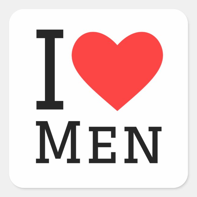 I love men square sticker (Front)