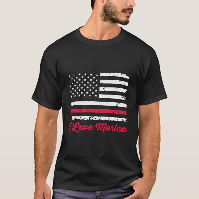 I Love Merica American Flag Roots America Today Us T-Shirt (Front)
