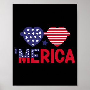 I love merica patriotic heart independence day poster