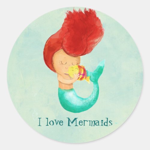 I love Mermaids Classic Round Sticker