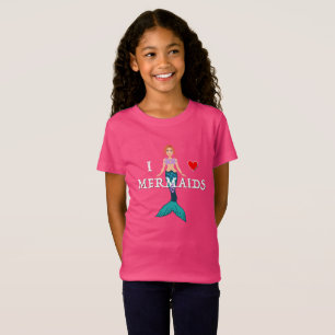 I Love Mermaids Design - Girls' Fine Jersey T-Shir T-Shirt