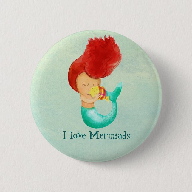 I love Mermaids Pinback Button (Front)