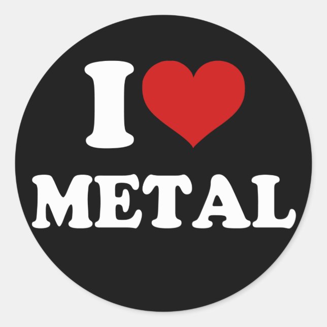 I Love Metal Classic Round Sticker (Front)