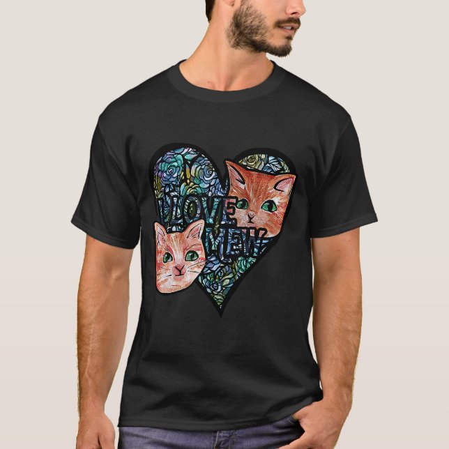 I Love Mew orange cats T-Shirt (Front)
