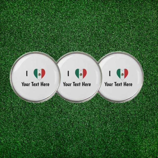 I Love (Mexican Flag Heart) Personalized Golf Ball Marker (Creator Uploaded)