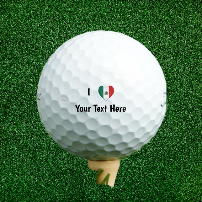 I Love (Mexican Flag Heart) Personalized Golf Balls (Creator Uploaded)