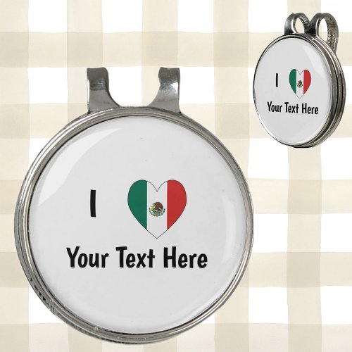 I Love Mexican Flag Heart Your Text Golf Hat Clip