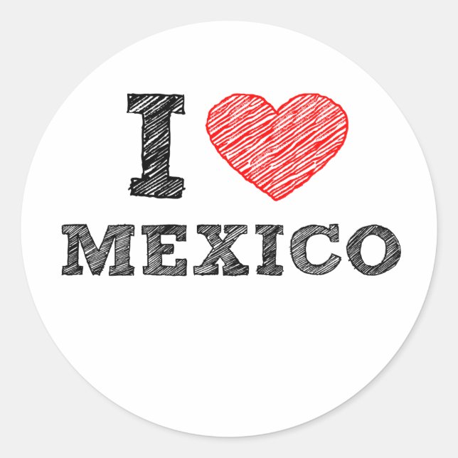 I Love Mexico Classic Round Sticker (Front)