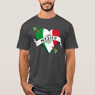 I Love Mexico Flag Heart Tattoo Flash T-Shirt