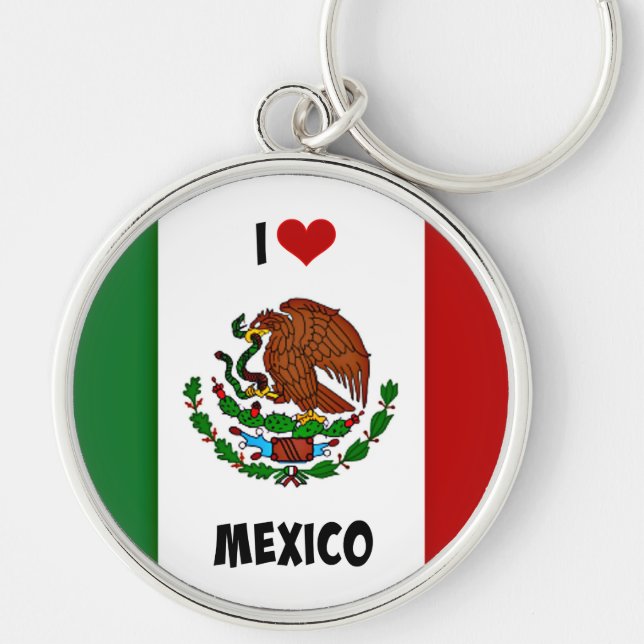 I Love Mexico, Mexican flag, Keychain (Front)