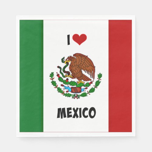 I Love Mexico Mexican Flag Paper Napkins