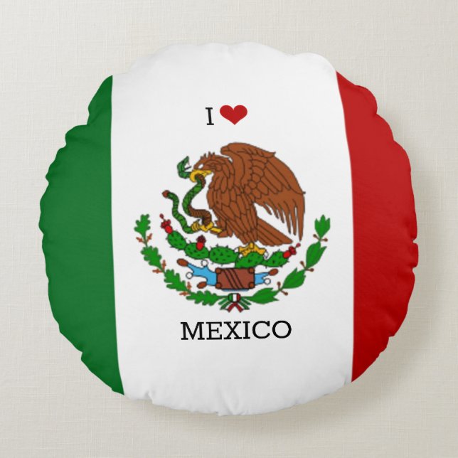 i love mexico - mexican flag, round pillow (Front)