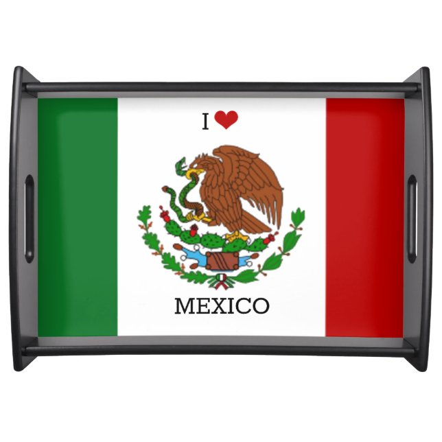 i love mexico - mexican flag, serving tray (Front)