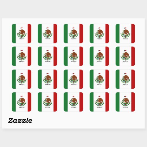 i love mexico _ mexican flag square sticker