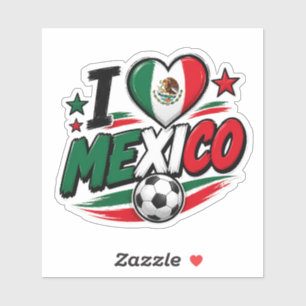 I Love Mexico Soccer Fan   Mexican Pride Footb Sticker