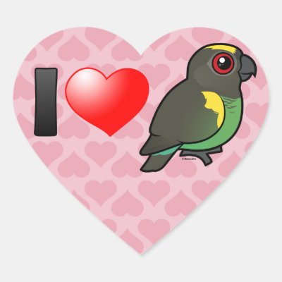 I Love Meyer's Parrots Heart Sticker