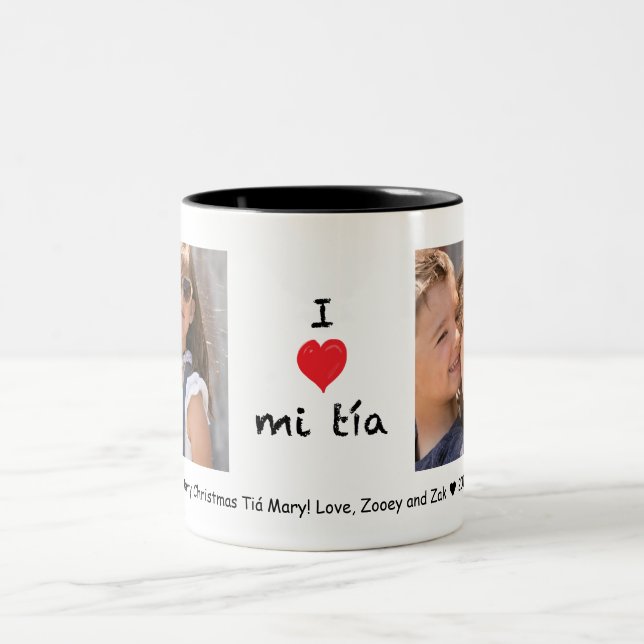 I love mi tía 2 Photo Customizable Mug (Center)