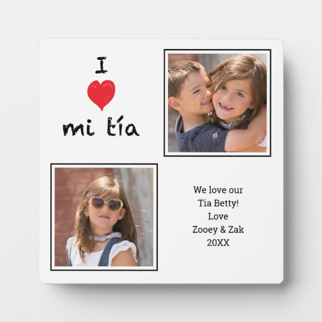 I Love mi Tia 2 Photo  Plaque (Front)