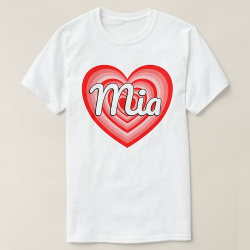 I Love Mia Heart Mia Name Funny Mia T_Shirt