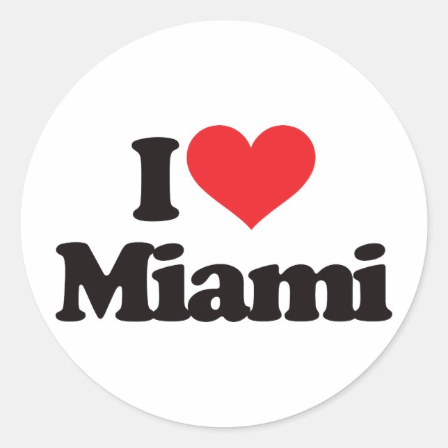 I Love Miami Classic Round Sticker (Front)