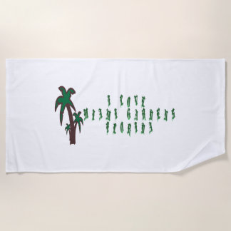 I Love Miami Gardens Florida Beach Towel