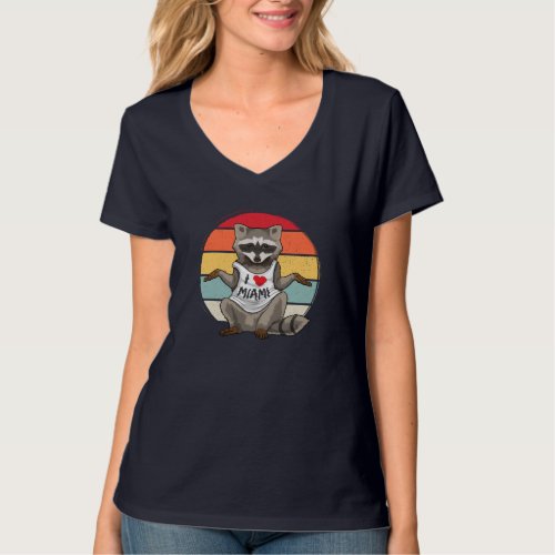 I Love Miami Raccoon Vintage Racoon Trash Panda Fu T_Shirt