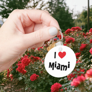 I Love Miami Red Heart Keychain
