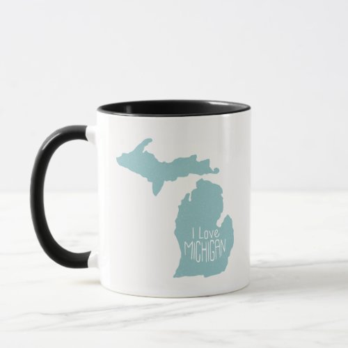 I Love Michigan Blue Gray Mug