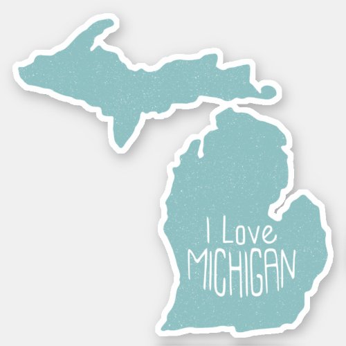 I Love Michigan Blue Gray Sticker