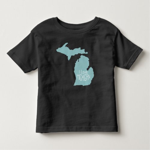 I Love Michigan Blue Gray Toddler T_shirt