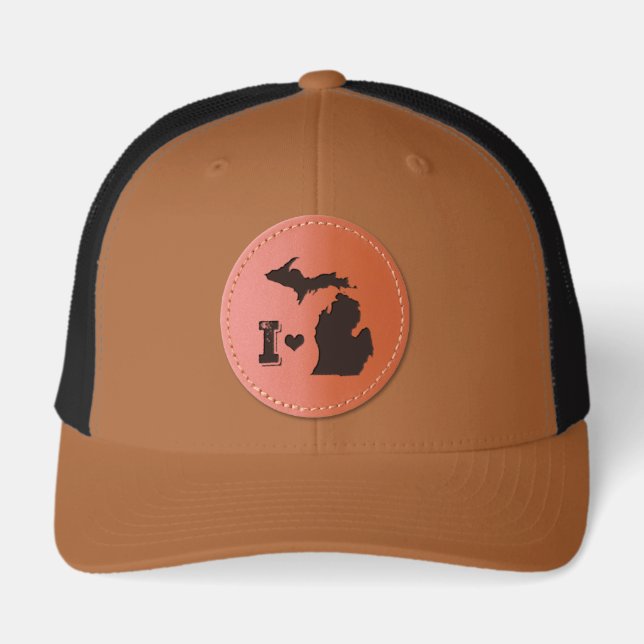 I love Michigan Leather Patch Hat (Front)