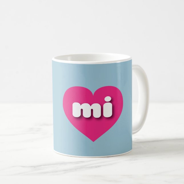 I love Michigan - mi hot pink heart Coffee Mug (Front Right)