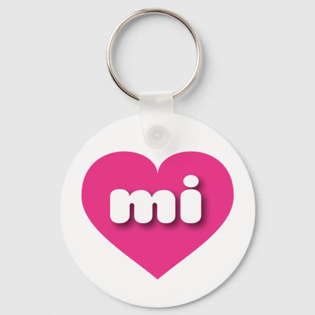 I love Michigan - mi hot pink heart Keychain (Front)