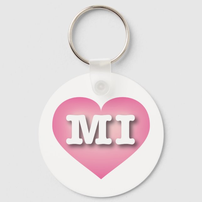I love MIchigan - MI pink fade heart Keychain (Front)