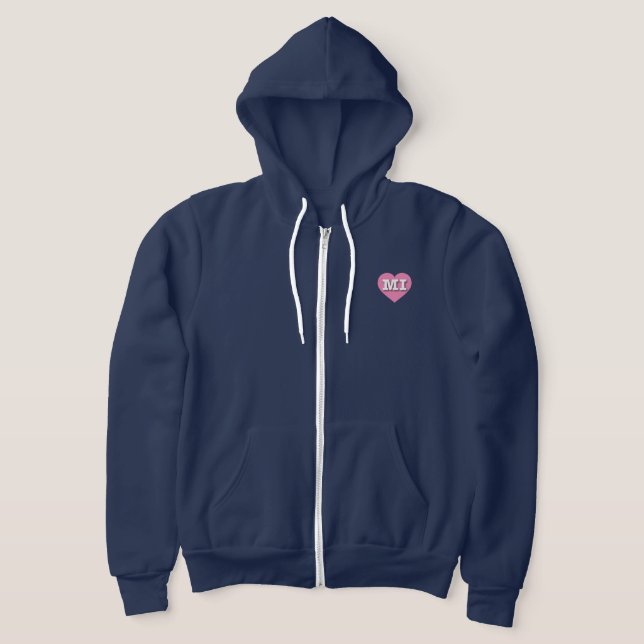 I love Michigan - MI pink heart Hoodie (Laydown)